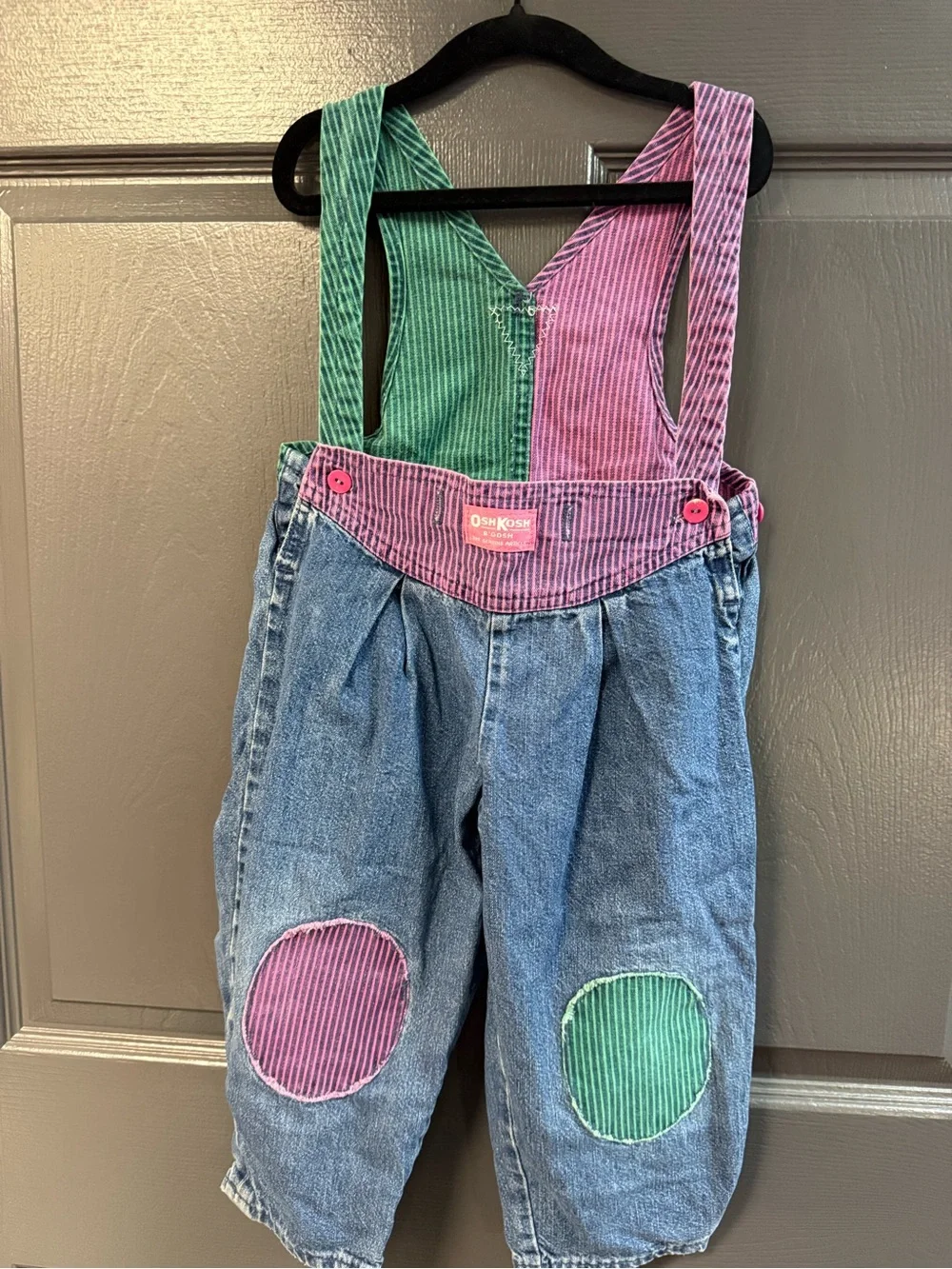 Vintage 80s OshKosh B'gosh Colorblock Denim Overalls